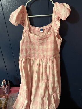 Old Navy Pink Gingham Puff Sleeve Sundress